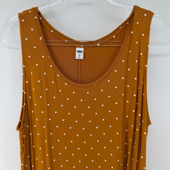Old Navy Luxe Polka Dot Tank Top Women's XL Mustard Yellow White - Picture 3 of 4